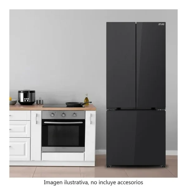 Refrigerador ATVIO Home 16.2 pies Negro espejo French Door (1)